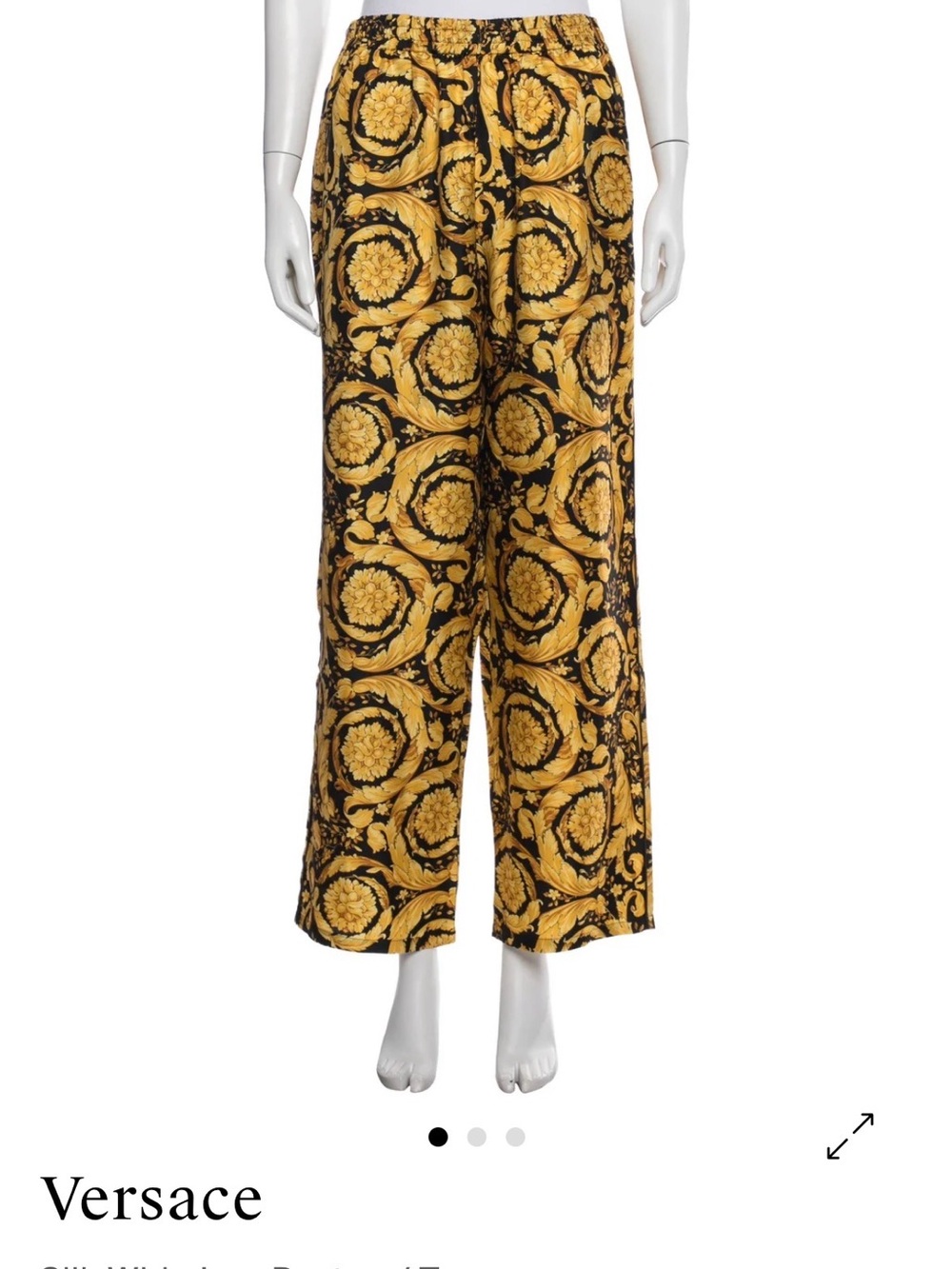 Versace Black and Gold Baroque Wide-Leg Pants